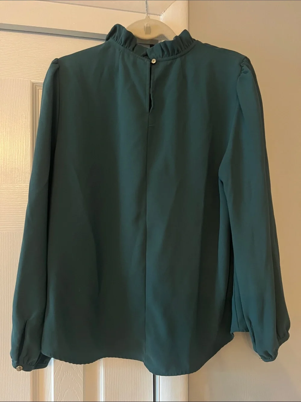 J Crew Ruffled High-Neck Long-Sleeve Blouse - Teal